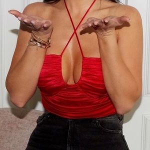 Red corset style Crop Top